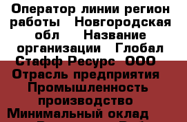 Оператор линии(регион работы - Новгородская обл.) › Название организации ­ Глобал Стафф Ресурс, ООО › Отрасль предприятия ­ Промышленность, производство › Минимальный оклад ­ 35 000 - Все города Работа » Вакансии   . Приморский край,Лесозаводский г. о. 